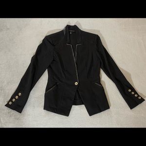 WHBM Blazer|Leather Look Trim|Silver-tone buttons